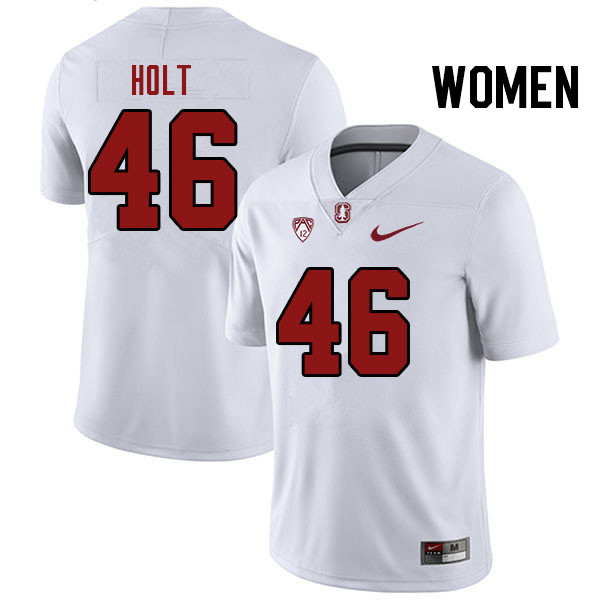 Women #46 Chico Holt Stanford Cardinal College Football Jerseys Stitched Sale-White - Click Image to Close